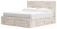 King Panel Storage Bed with Mirrored Dresser and Chest