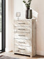 King Panel Storage Bed with Mirrored Dresser and Chest