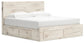 King Panel Storage Bed with Mirrored Dresser and Chest