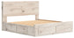 King Panel Storage Bed with Mirrored Dresser and Chest