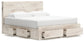 King Panel Storage Bed with Mirrored Dresser and Chest