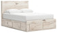 Queen Panel Storage Bed with Mirrored Dresser and Chest
