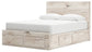 Queen Panel Storage Bed with Mirrored Dresser and Chest