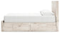 Queen Panel Storage Bed with Mirrored Dresser and Chest