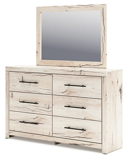 King Panel Headboard with Mirrored Dresser