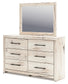 King Panel Headboard with Mirrored Dresser