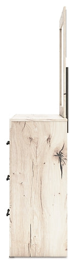King Panel Headboard with Mirrored Dresser