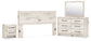 King Panel Headboard with Mirrored Dresser and Nightstand