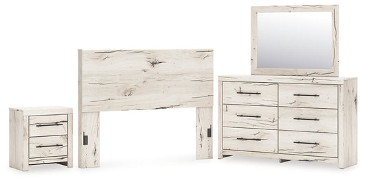 Queen Panel Headboard with Mirrored Dresser and Nightstand
