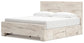 King Panel Bed with Mirrored Dresser, Chest and Nightstand