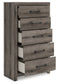 Graystorm King Panel Bed with Mirrored Dresser, Chest and Nightstand