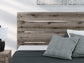 Graystorm King Panel Bed with Mirrored Dresser, Chest and Nightstand