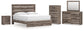 Graystorm King Panel Bed with Mirrored Dresser, Chest and Nightstand