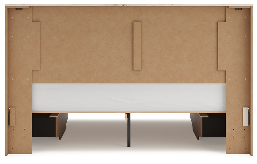 King Panel Bed with Mirrored Dresser and Chest