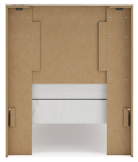 Twin Panel Headboard with Mirrored Dresser and Nightstand