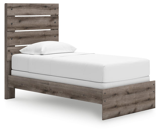 Graystorm Twin Panel Bed with Mirrored Dresser