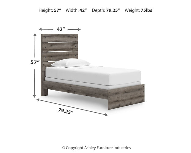 Graystorm Twin Panel Bed with Mirrored Dresser