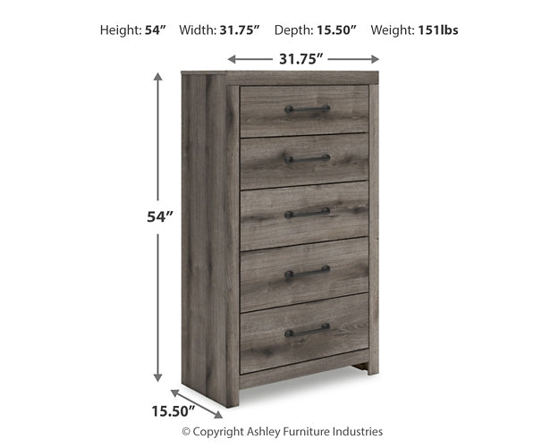 Graystorm Twin Panel Bed with Storage with Mirrored Dresser and Chest