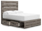 Graystorm Full Panel Bed with Storage with Mirrored Dresser and Chest