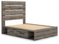 Graystorm Full Panel Bed with Storage with Mirrored Dresser, Chest and Nightstand