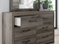 Graystorm Full Panel Bed with Storage with Mirrored Dresser