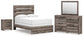 Graystorm Full Panel Bed with Mirrored Dresser and Nightstand