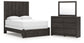 Queen Panel Storage Bed with Mirrored Dresser