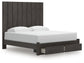 King Panel Storage Bed with Mirrored Dresser, Chest and Nightstand