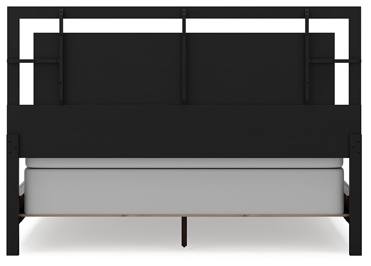 Covetown California King Panel Bed with Mirrored Dresser and Chest