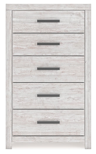 Cayboni Queen Panel Bed with Mirrored Dresser and Chest