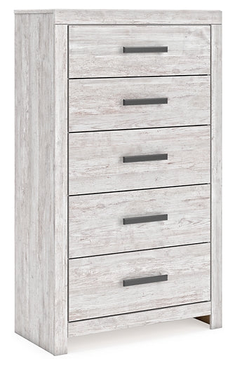 Cayboni Queen Panel Bed with Mirrored Dresser and Chest