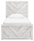 Cayboni Twin Panel Bed with Mirrored Dresser and Chest
