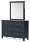 Landocken Queen Panel Headboard with Mirrored Dresser