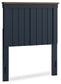 Landocken Twin Panel Headboard with Mirrored Dresser and Nightstand