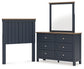 Landocken Twin Panel Headboard with Mirrored Dresser