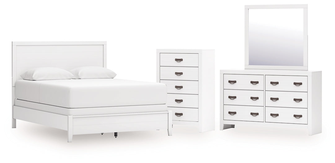 Binterglen Queen Panel Bed with Mirrored Dresser and Chest