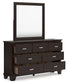 Covetown King Panel Bed with Mirrored Dresser and Chest