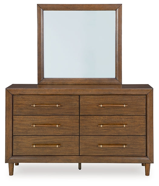 Lyncott King Upholstered Bed with Mirrored Dresser and Chest