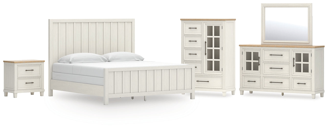Shaybrock California King Panel Bed with Mirrored Dresser, Chest and Nightstand