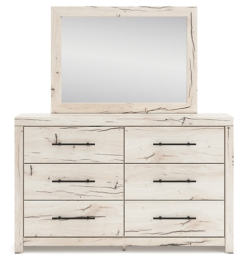 Lawroy King Panel Storage Bed with Mirrored Dresser and Chest