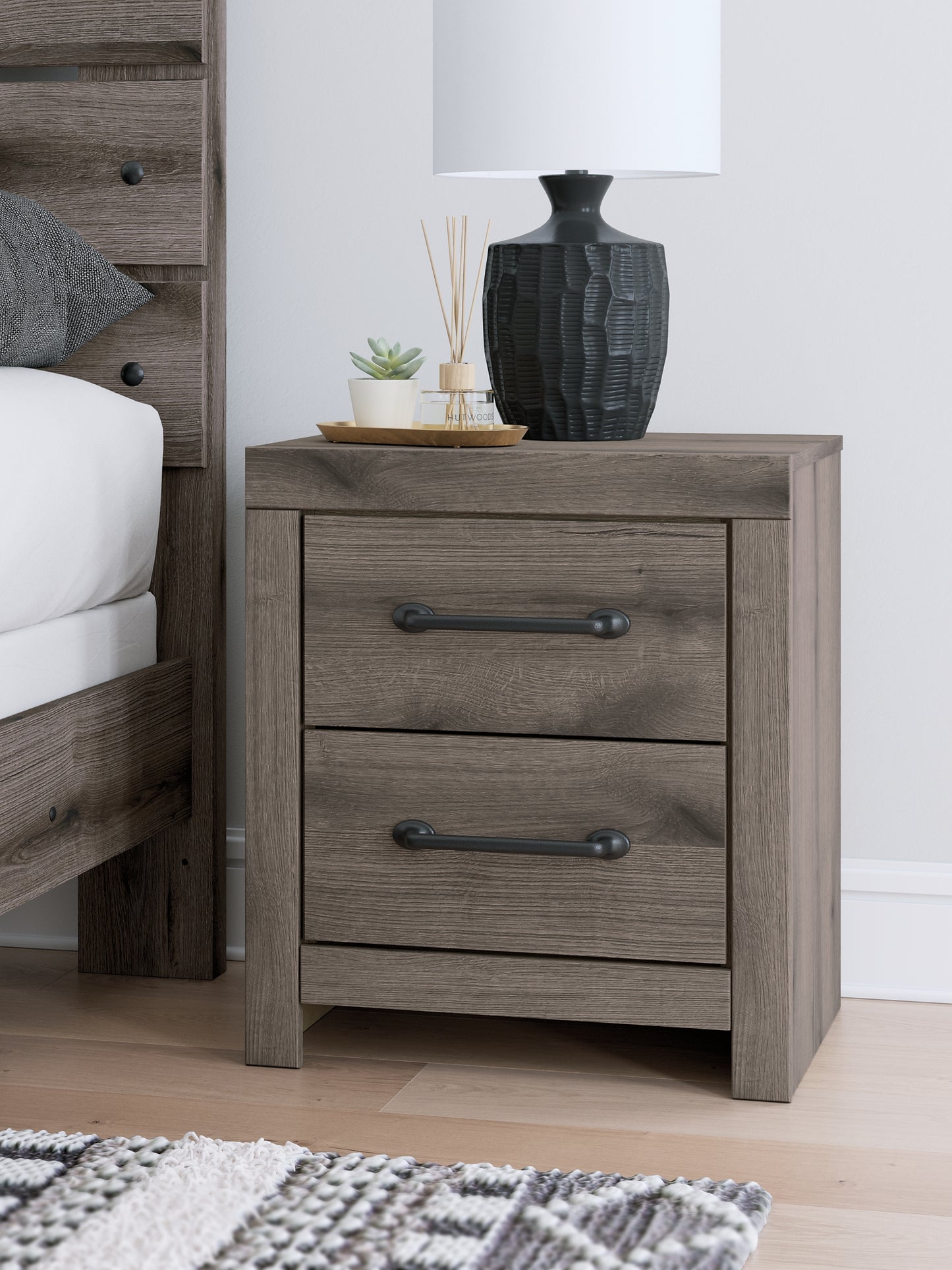 Graystorm Full Panel Bed with Mirrored Dresser, Chest and Nightstand