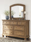 Feddinger Queen Panel Bed with Mirrored Dresser, Chest and Nightstand