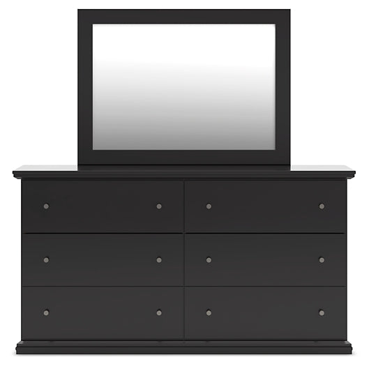 Maribel King Panel Bed with Mirrored Dresser