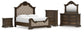 Maylee King Upholstered Bed with Mirrored Dresser, Chest and Nightstand