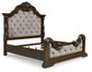Maylee California King Upholstered Bed with Mirrored Dresser, Chest and Nightstand