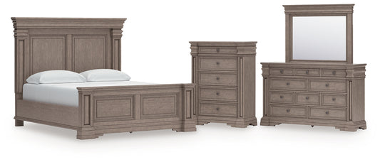 Blairhurst California King Panel Bed with Mirrored Dresser and Chest