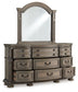 Ardenfield King Upholstered Sleigh Bed with Mirrored Dresser and Nightstand