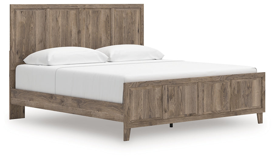 Rusticott King Panel Bed with Mirrored Dresser