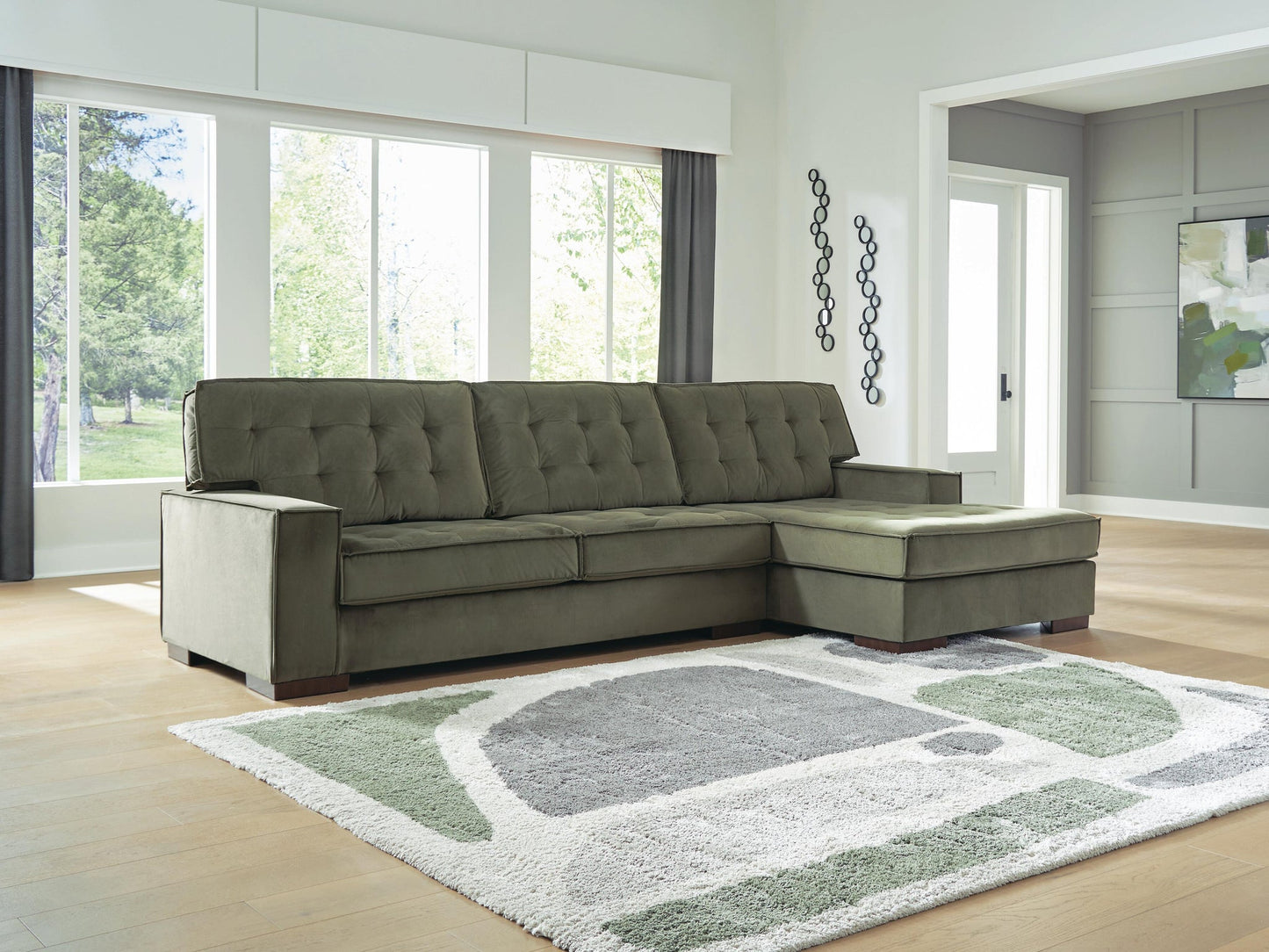 Caspian-Town 2-Piece Sectional with Chaise + Ottoman