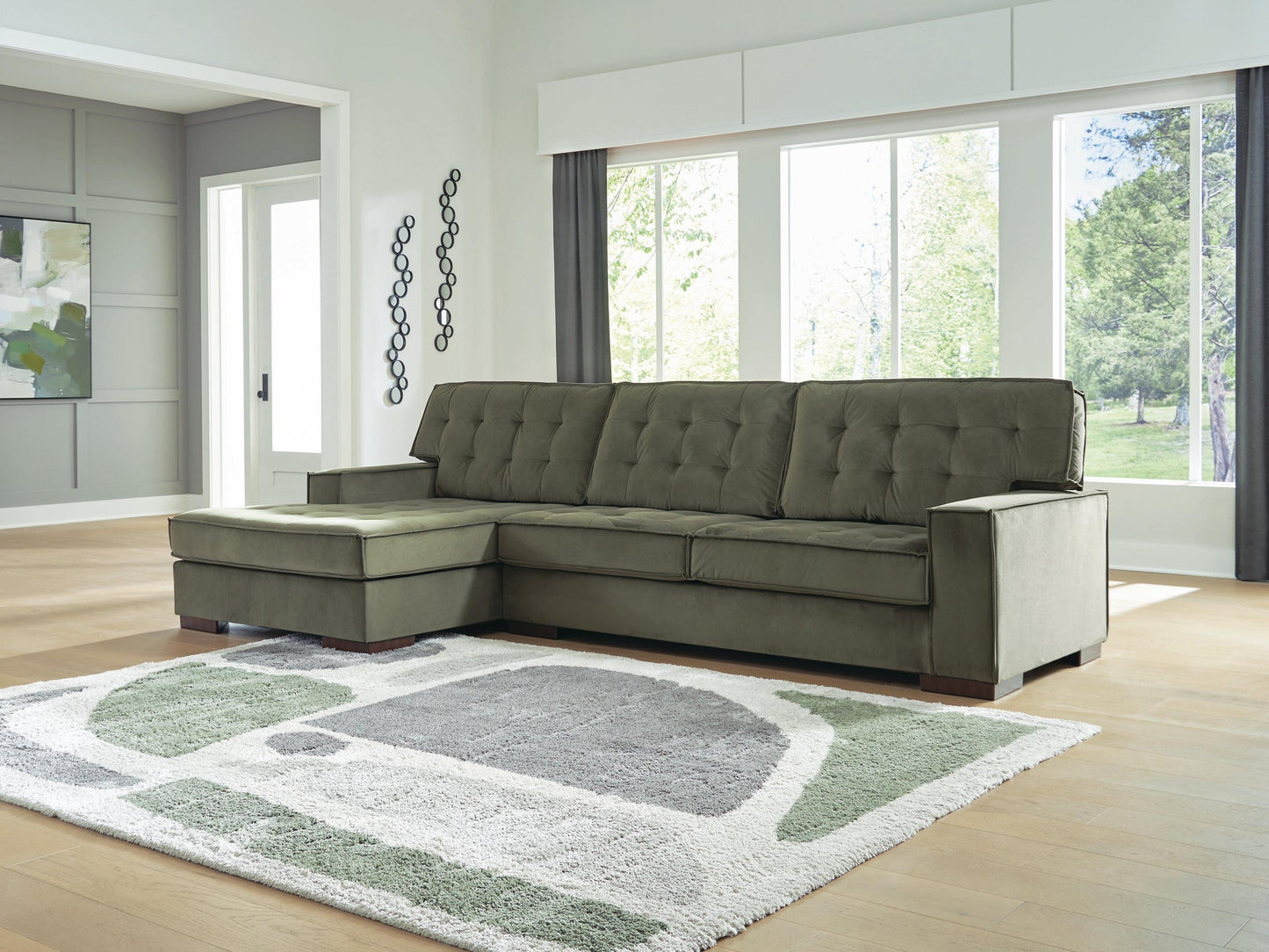 Caspian-Town 2-Piece Sectional with Chaise + Ottoman